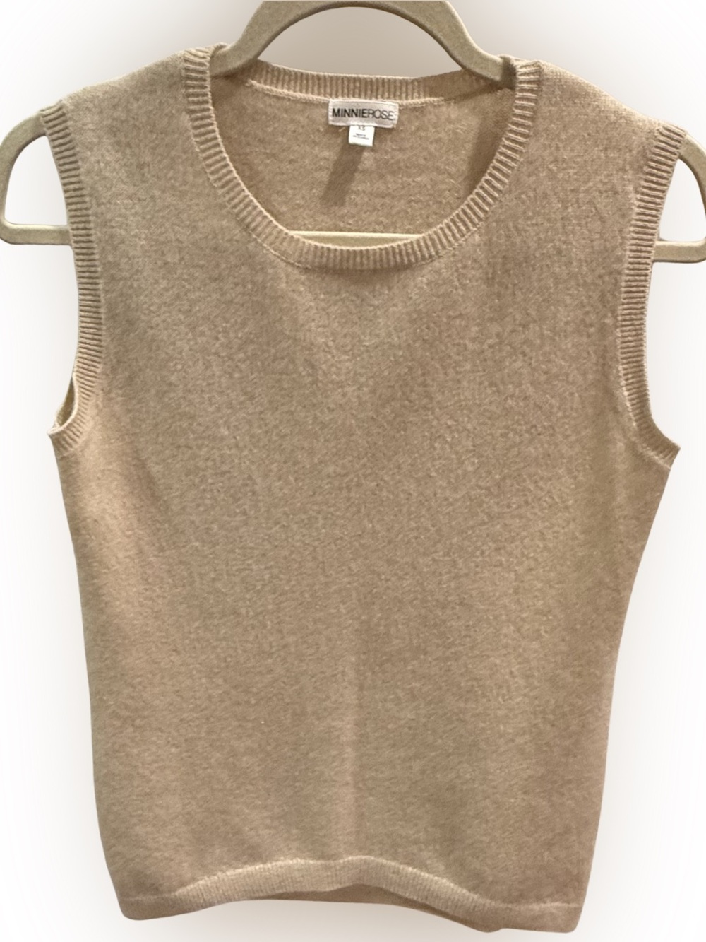 Minnie Rose Sleeveless Cashmere Shell. Camel. Sz XS. NWOT